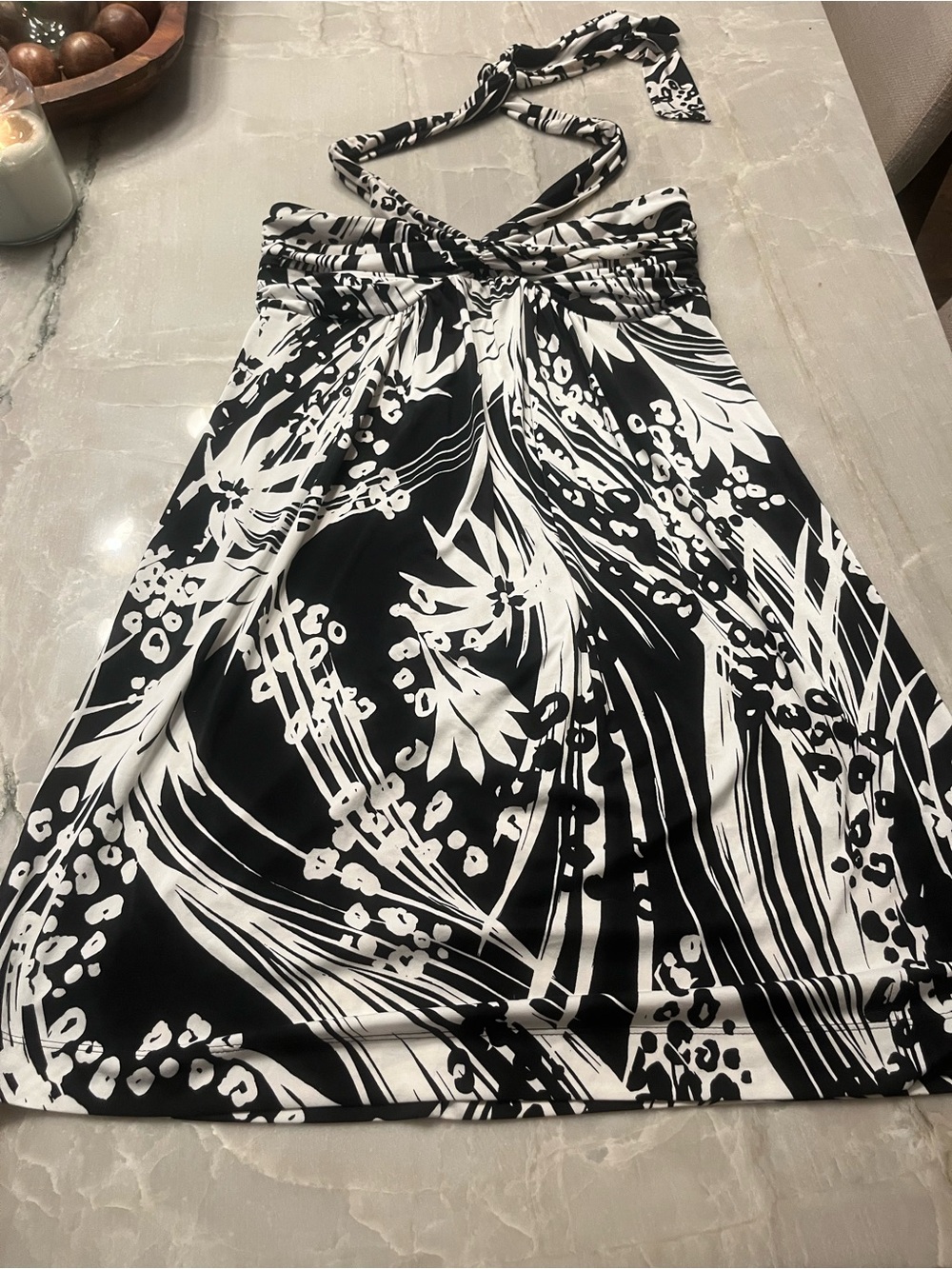 Soma Black and White Halter Mini Dress